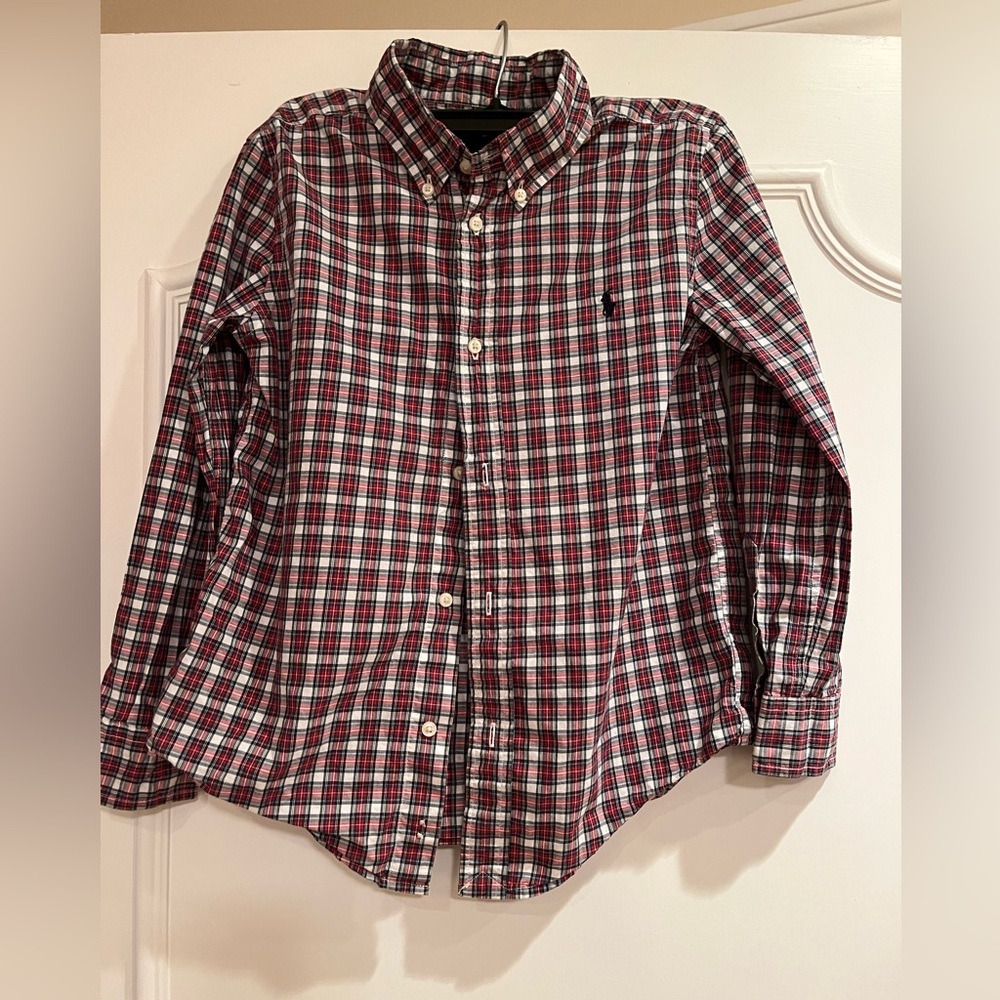 Ralph Lauren blue/red plaid button down boys size 7
